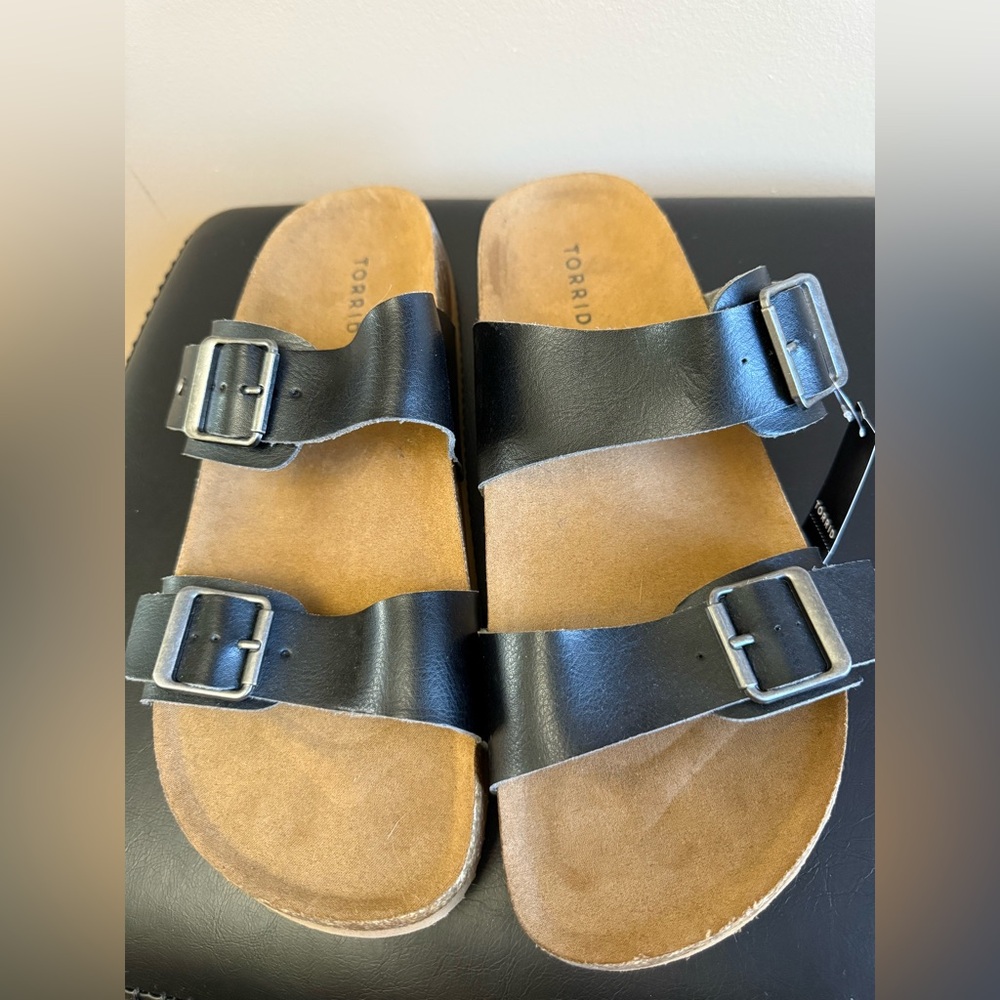 Torrid Black Leather Sandals with Buckles